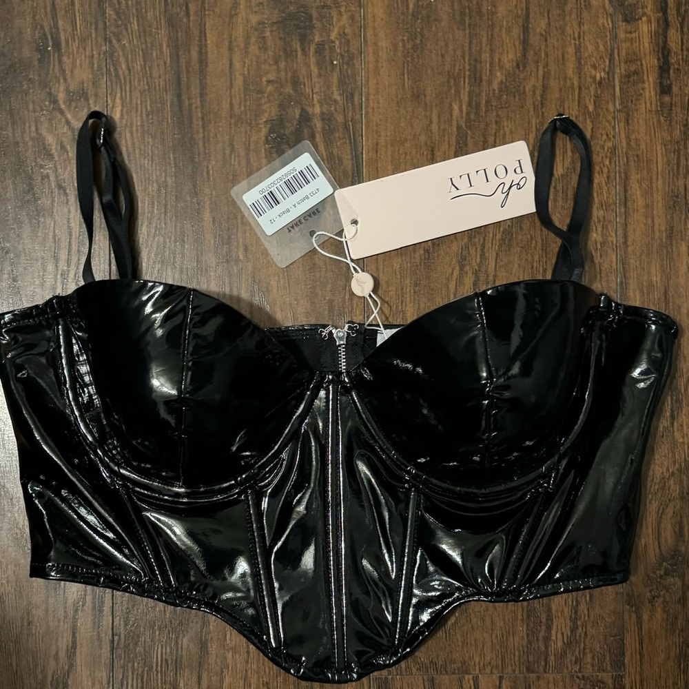 Oh Polly Vinyl Corset Crop Top NWT